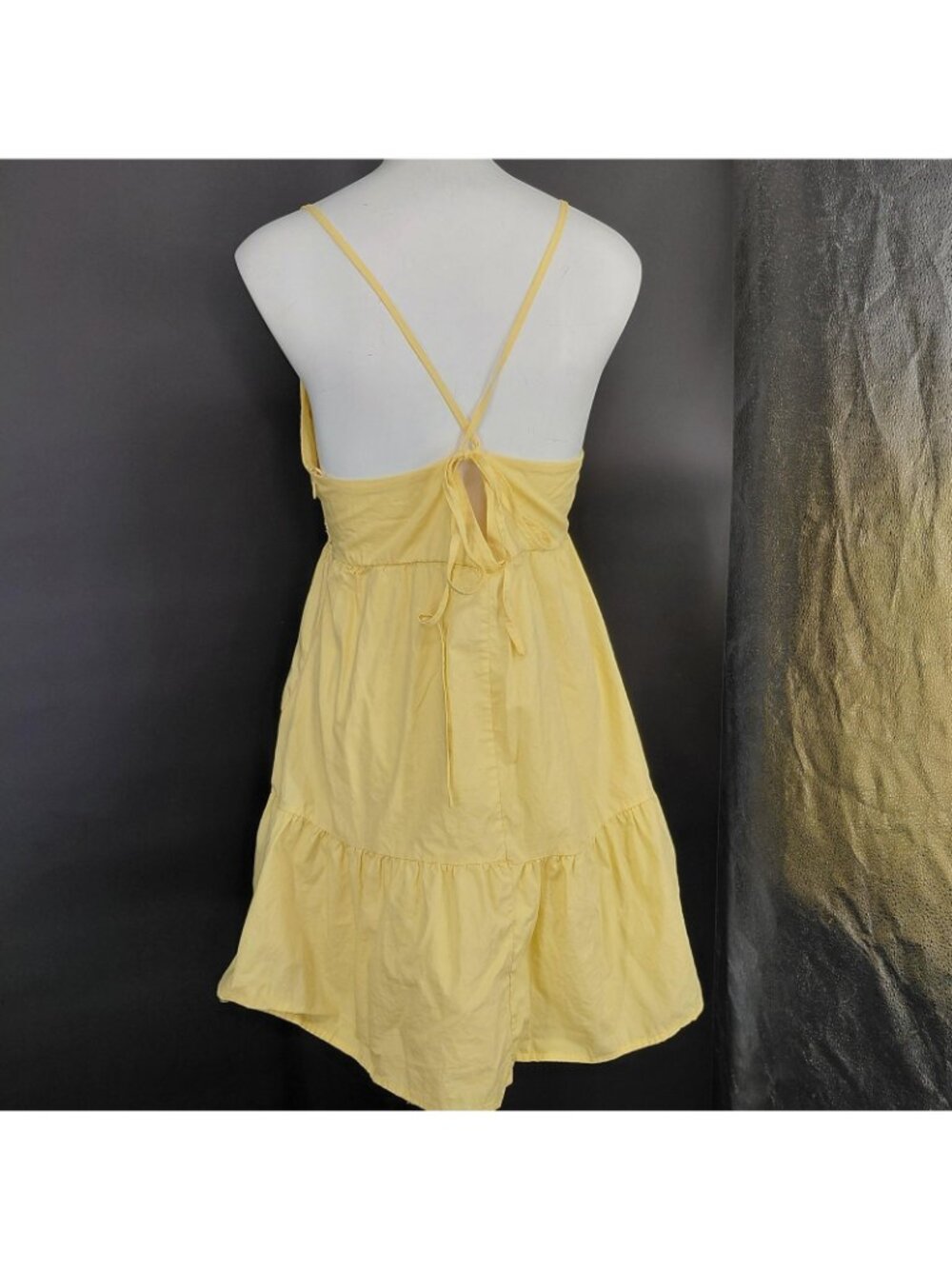 Sundress Dress Womens Large Yellow Crochet Empire Waist Boho Summer Spring Beach - Picture 10 of 14